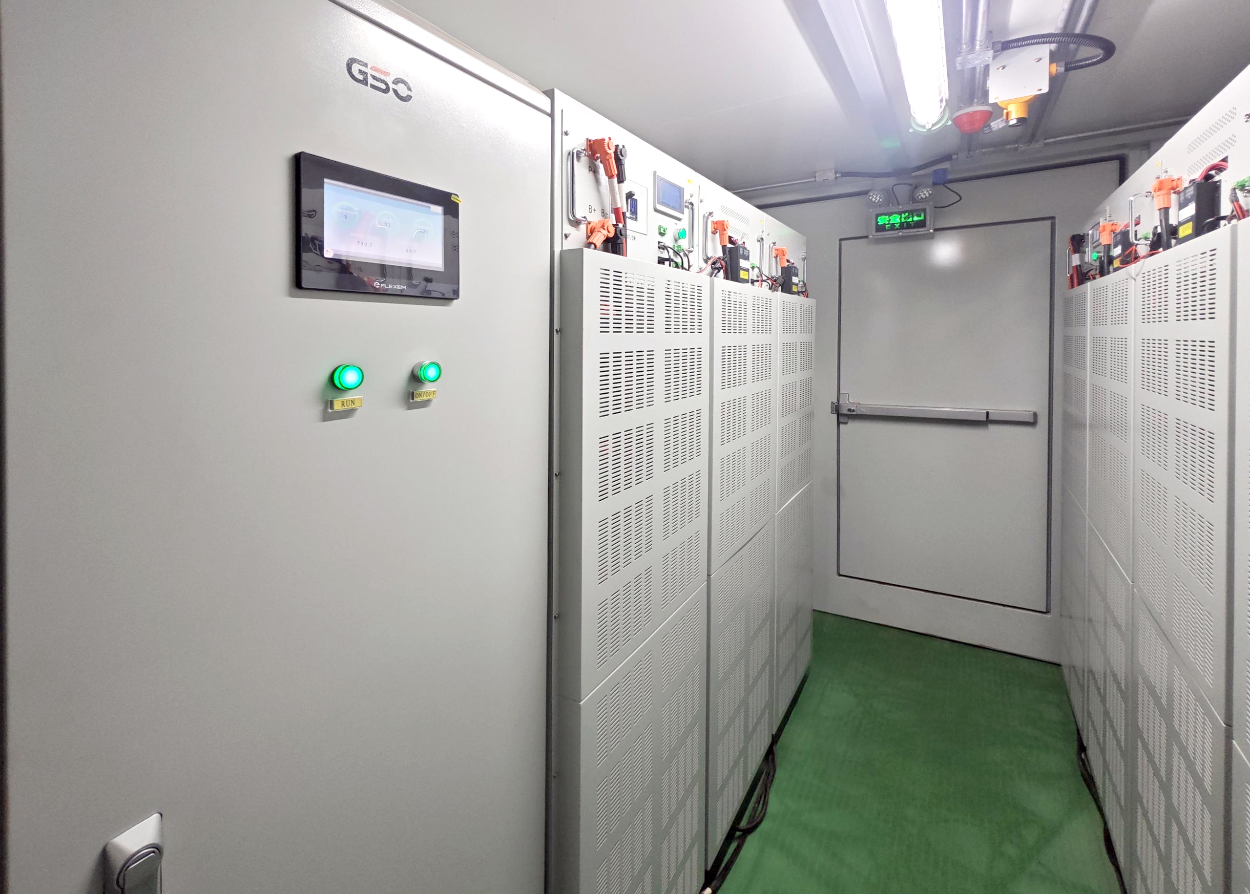 Battery cabinets inside the Mali energy storage container